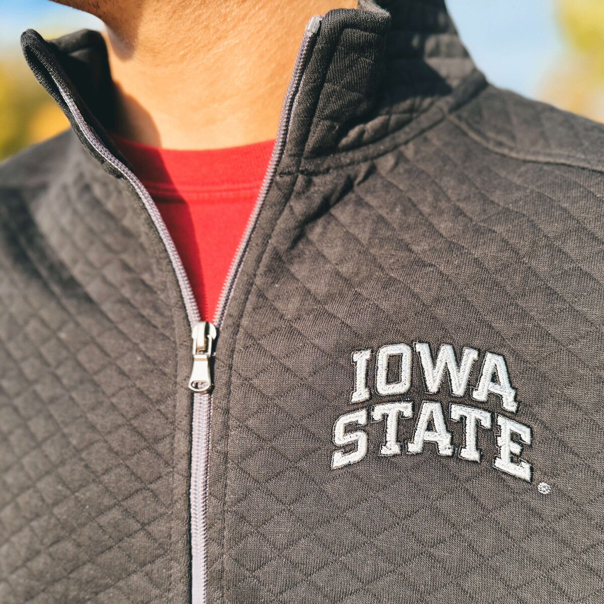 Vantage Iowa State Black Quilted Vest